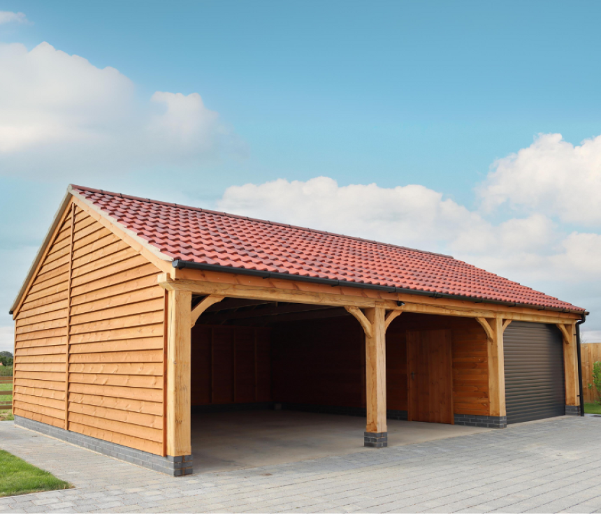 3-Bay Cart Lodge with Electric Door