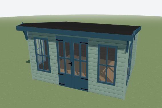 A summerhouse drawn in 3D in the Building Designer